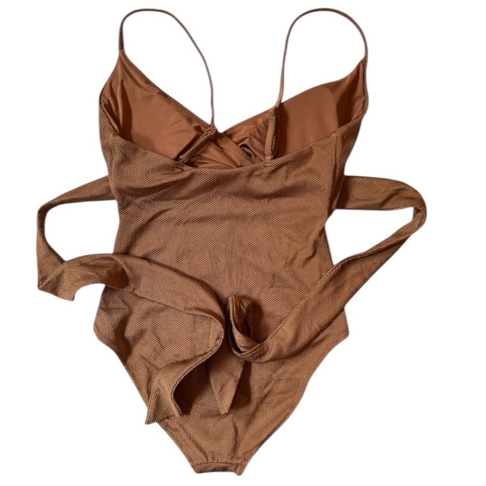 Aerie One Piece Shine Pique Wrap Swimsuit Cut Out Full Coverage Size Small NWT - Picture 6 of 12